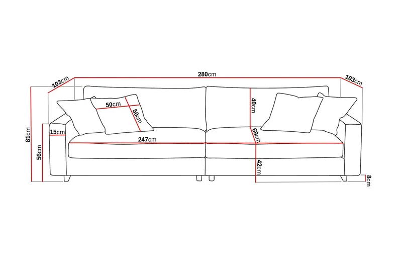 Valencia Extra Djup 4-sits Soffa i Manchestertyg - Offwhite - Möbler - Soffa - 4 sits soffa