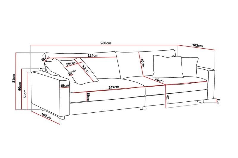 Valencia Extra Djup 4-sits Soffa i Manchestertyg - Offwhite - Möbler - Soffa - 4 sits soffa