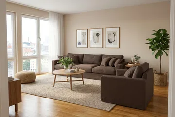 Valencia Extra Djup 5-sits soffa + fåtölj med avtagbar och tvättbar klädsel - Mörkbrun - Möbler - Soffa - Soffgrupp