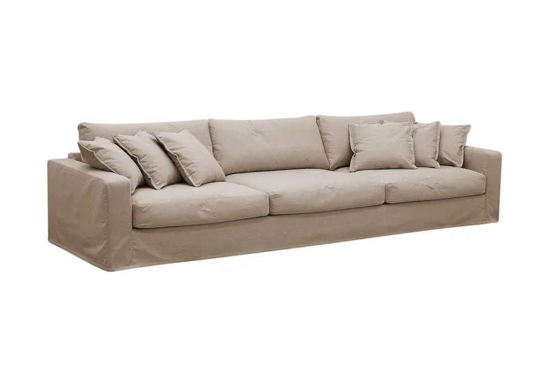Valencia Extra Djup 5-sits soffa + fåtölj med avtagbar och tvättbar klädsel - Ljusbrun - Möbler - Soffa - Soffgrupp
