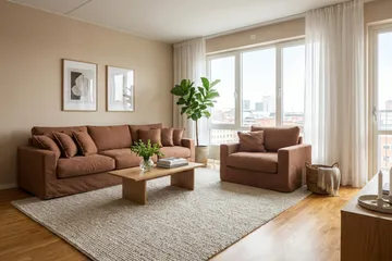 Valencia Extra Djup 5-sits soffa + fåtölj med avtagbar och tvättbar klädsel - Rostbrun - Möbler - Soffa - Soffgrupp
