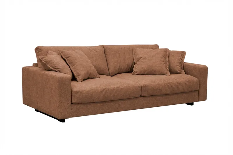 Valencia Soffgrupp Extra Djup 3-sits Soffa + Fåtölj i Chenille - Rostbrun - Möbler - Soffa - Soffgrupp