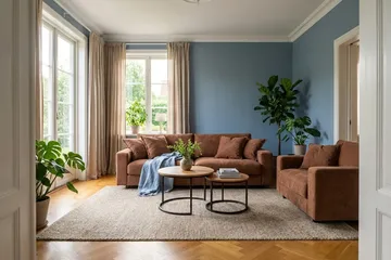 Valencia Soffgrupp Extra Djup 3-sits Soffa + Fåtölj i Chenille - Rostbrun - Möbler - Soffa - Soffgrupp
