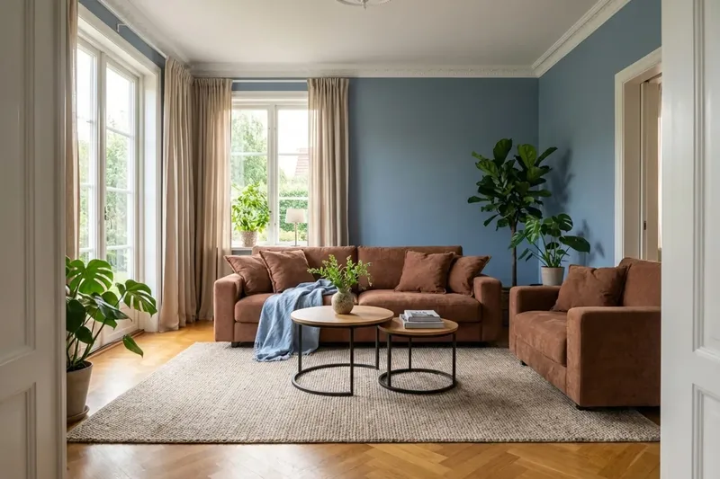 Valencia Soffgrupp Extra Djup 3-sits Soffa + Fåtölj i Chenille - Rostbrun - Möbler - Soffa - Soffgrupp