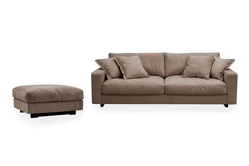 Valencia Soffgrupp Extra Djup 3-sits Soffa + Fotpall i Chenille, Mörkbrun