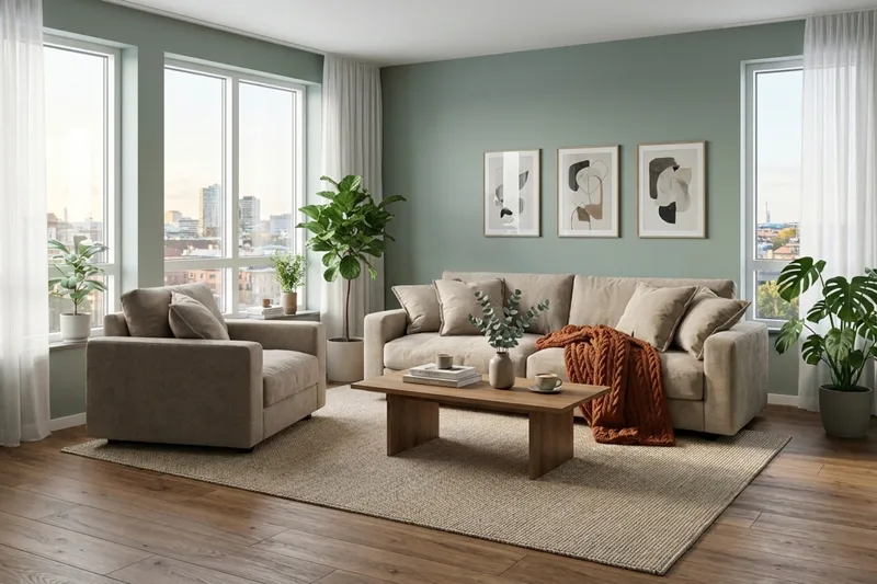 Valencia Soffgrupp Extra Djup 3-sits Soffa + Fåtölj i Chenille - Brun - Möbler - Soffa - Soffgrupp