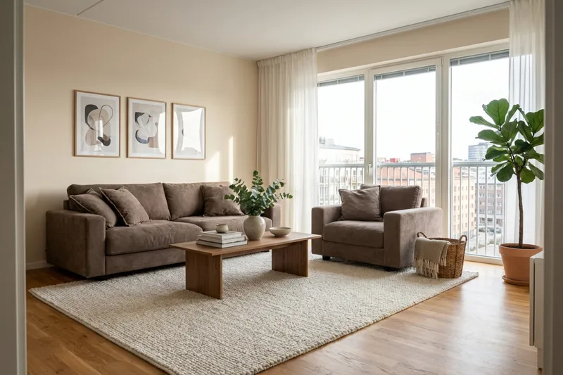 Valencia Soffgrupp Extra Djup 3-sits Soffa + Fåtölj i Chenille - Mörkbrun - Möbler - Soffa - Soffgrupp