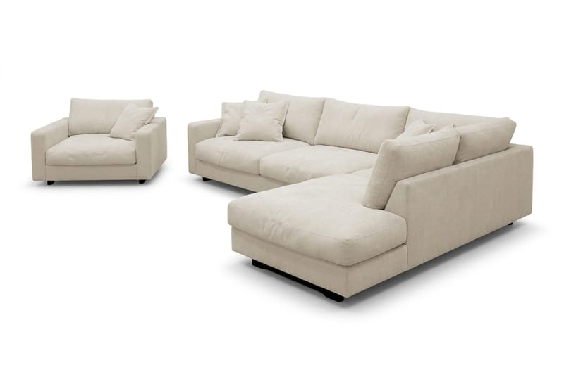 Valencia Soffgrupp Extra Djup 4-sits Schäslong Höger + Fåtölj - Beige - Möbler - Soffa - Soffgrupp