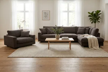 Valencia Soffgrupp Extra Djup 4-sits Schäslong Höger + Fåtölj - Taupe - Möbler - Soffa - Soffgrupp