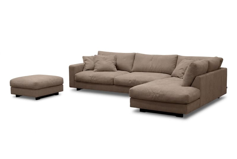 Valencia Soffgrupp Extra Djup 4-sits Schäslong Höger + Fotpall - Mörkbrun - Möbler - Soffa - Soffgrupp