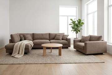 Valencia Soffgrupp Extra Djup 4-sits Schäslong Vänster + Fåtölj - Mörkbrun - Möbler - Soffa - Soffgrupp