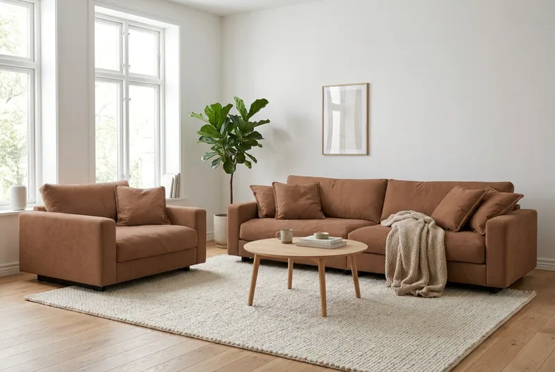 Valencia Soffgrupp Extra Djup 4-sits Soffa + Fåtölj - Rostbrun - Möbler - Soffa - Soffgrupp