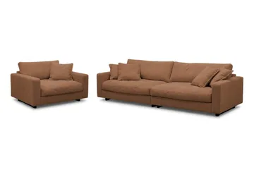 Valencia Soffgrupp Extra Djup 4-sits Soffa + Fåtölj - Rostbrun - Möbler - Soffa - Soffgrupp