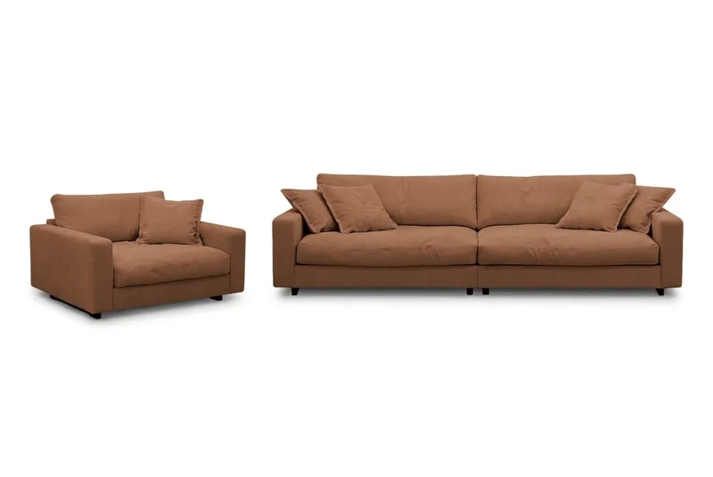 Valencia Soffgrupp Extra Djup 4-sits Soffa + Fåtölj, Rostbrun