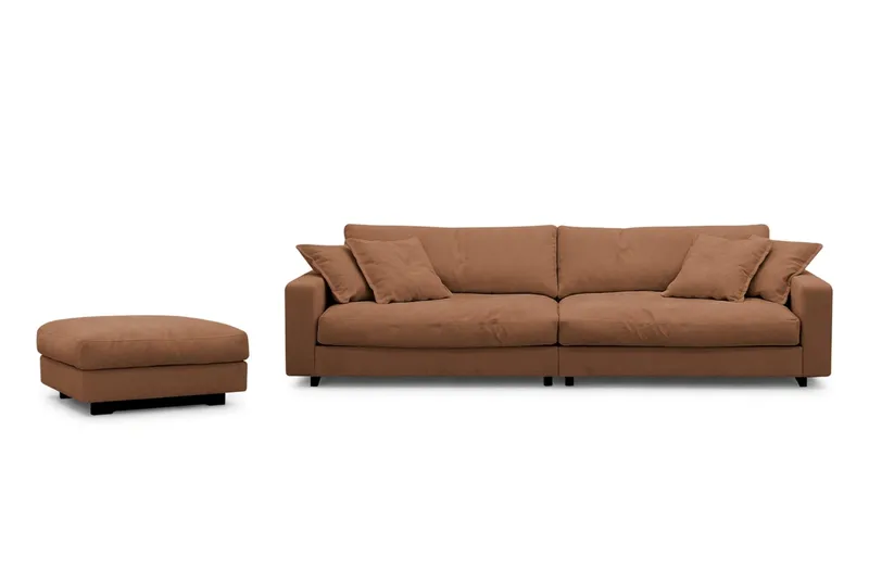 Valencia Soffgrupp Extra Djup 4-sits Soffa + Fotpall, Rostbrun