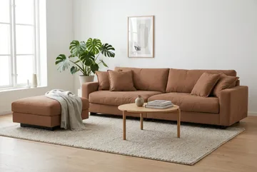 Valencia Soffgrupp Extra Djup 4-sits Soffa + Fotpall - Rostbrun - Möbler - Soffa - Soffgrupp