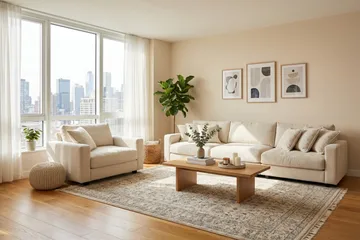 Valencia Soffgrupp Extra Djup 5-sits Soffa + Fåtölj i Chenille - Beige - Möbler - Soffa - Soffgrupp