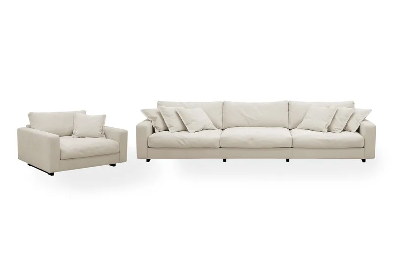 Valencia Soffgrupp Extra Djup 5-sits Soffa + Fåtölj i Chenille, Beige