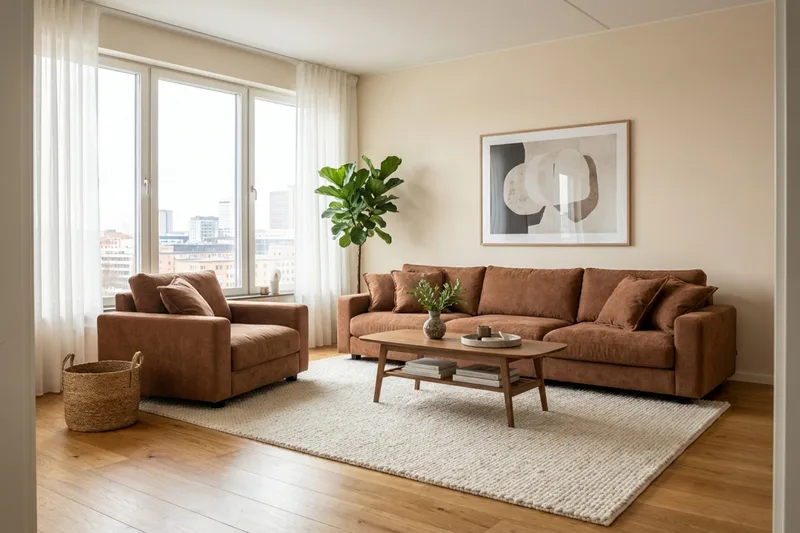 Valencia Soffgrupp Extra Djup 5-sits Soffa + Fåtölj i Chenille - Rostbrun - Möbler - Soffa - Soffgrupp