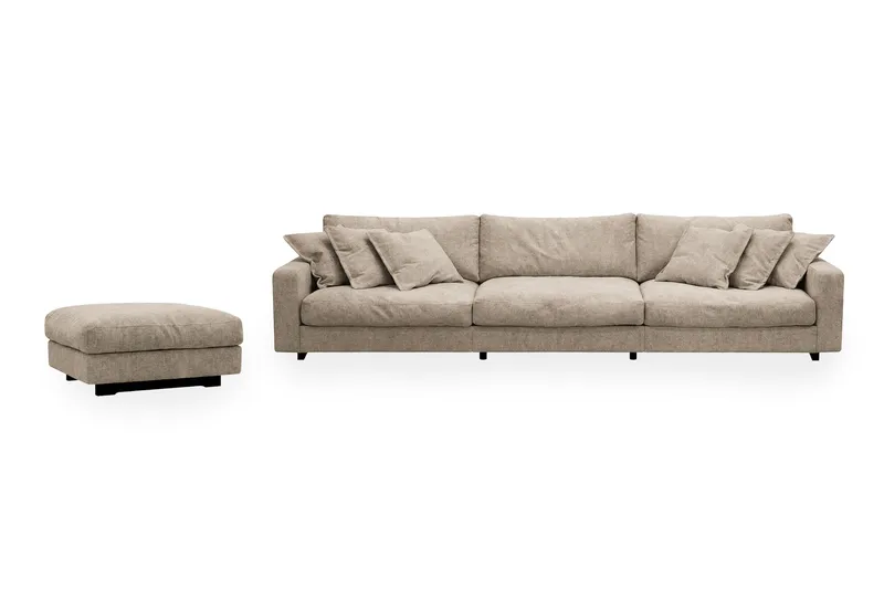 Valencia Soffgrupp Extra Djup 5-sits Soffa + Fotpall i Chenille, Brun