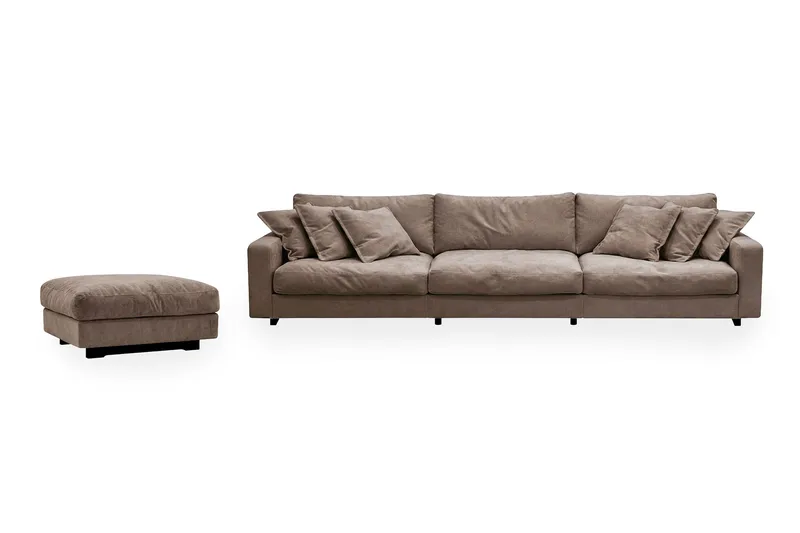 Valencia Soffgrupp Extra Djup 5-sits Soffa + Fotpall i Chenille - Mörkbrun - Möbler - Soffa - Hörnsoffa