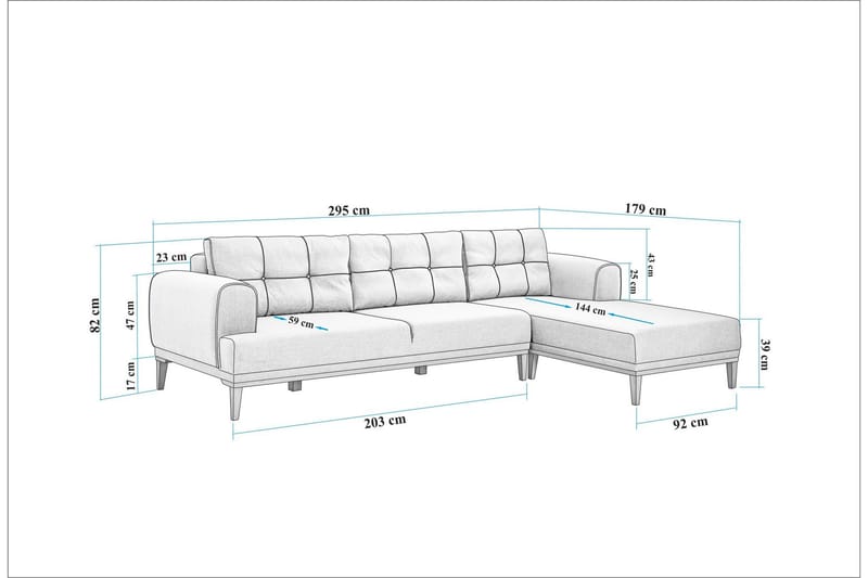 Valsot 4-sits Soffa med Divan - Creme - Möbler - Soffa - Divansoffa & schäslongsoffa - 4 sits soffa med divan