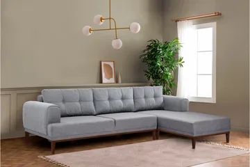 Valsot 4-sits Soffa med Divan - Grå - Möbler - Soffa - Divansoffa & schäslongsoffa - 4 sits soffa med divan
