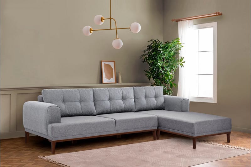 Valsot 4-sits Soffa med Divan - Grå - Möbler - Soffa - Divansoffa & schäslongsoffa - 4 sits soffa med divan