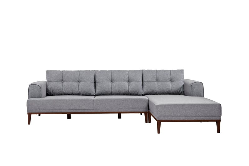 Valsot 4-sits Soffa med Divan - Grå - Möbler - Soffa - Divansoffa & schäslongsoffa - 4 sits soffa med divan