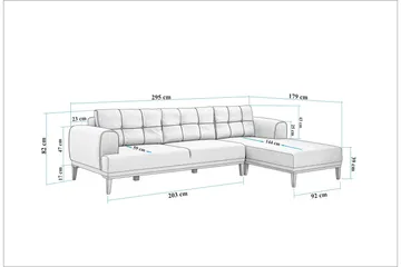 Valsot 4-sits Soffa med Divan - Grå - Möbler - Soffa - Divansoffa & schäslongsoffa - 4 sits soffa med divan
