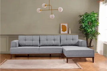 Valsot 4-sits Soffa med Divan - Grå - Möbler - Soffa - Divansoffa & schäslongsoffa - 4 sits soffa med divan