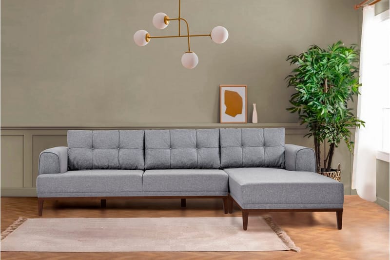Valsot 4-sits Soffa med Divan - Grå - Möbler - Soffa - Divansoffa & schäslongsoffa - 4 sits soffa med divan