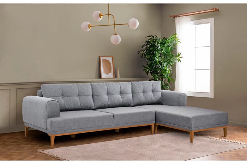 Valsot 4-sits Soffa med Divan - Grå - Möbler - Soffa - Divansoffa & schäslongsoffa - 4 sits soffa med divan