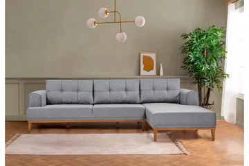 Valsot 4-sits Soffa med Divan - Grå - Möbler - Soffa - Divansoffa & schäslongsoffa - 4 sits soffa med divan