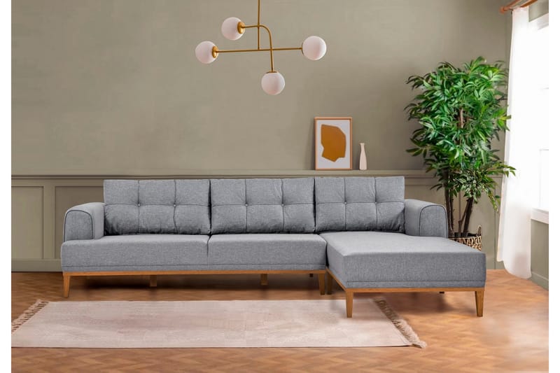 Valsot 4-sits Soffa med Divan - Grå - Möbler - Soffa - Divansoffa & schäslongsoffa - 4 sits soffa med divan