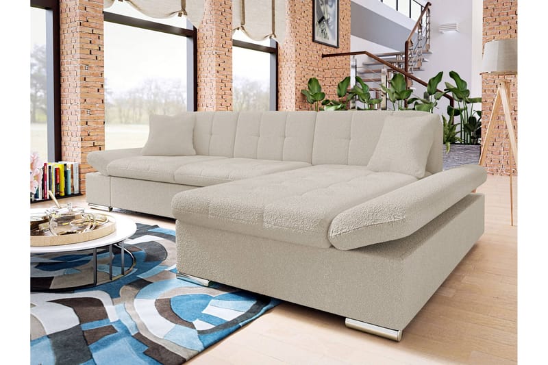 Vananda Soffa med Divan 3-sits - Beige - Möbler - Soffa - Divansoffa & schäslongsoffa - 3 sits soffa med divan