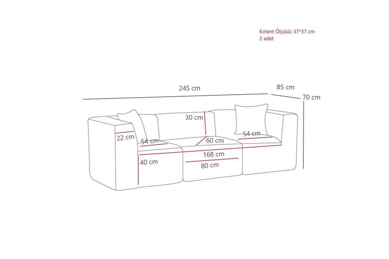 Veyno Soffa 3-sits - Orange - Möbler - Soffa - 3 sits soffa