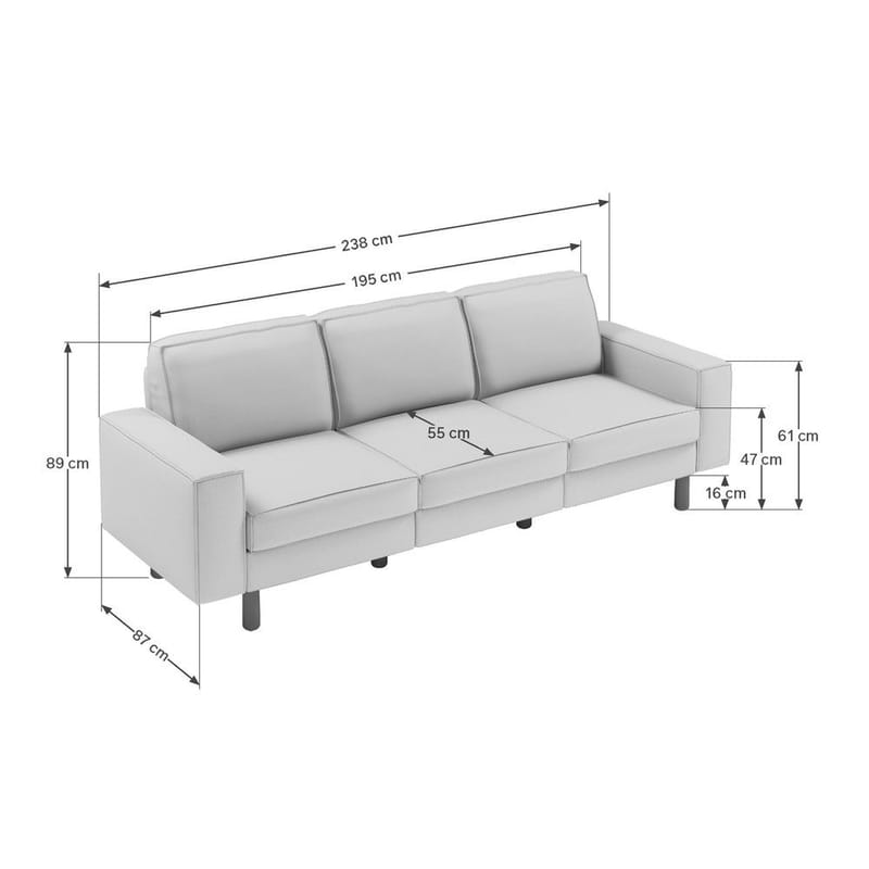 Vilsa 3-sits Mjuk Djup Soffa i Tyg - Rostbrun - Möbler - Soffa - Sammetssoffa