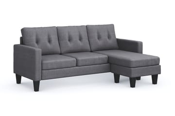 Vislanda 3-sits Soffa med Divan - Grå - Möbler - Soffa - Divansoffa & schäslongsoffa - 3 sits soffa med divan