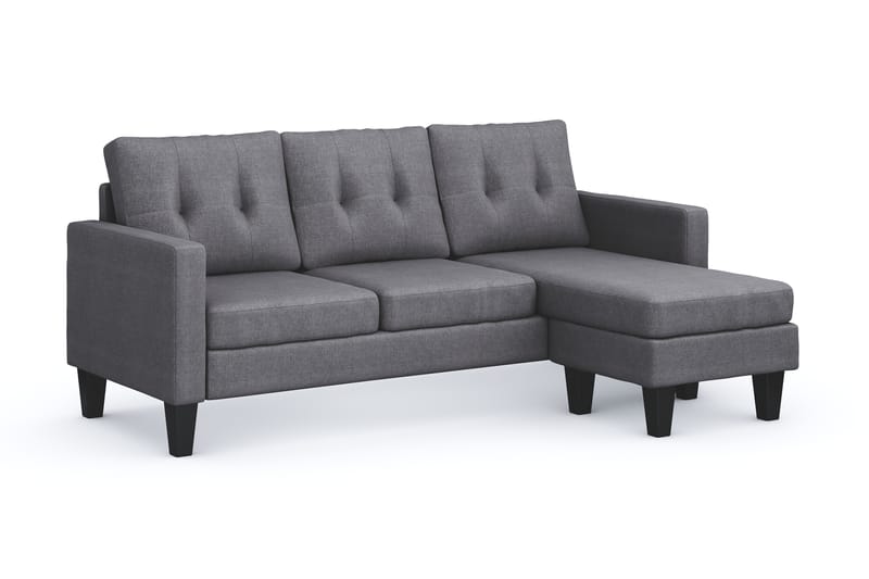 Vislanda 3-sits Soffa med Divan - Grå - Möbler - Soffa - Divansoffa & schäslongsoffa - 3 sits soffa med divan
