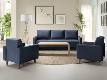 Waldsten Soffgrupp - 3-sits Bäddsoffa + 2 Fåtöljer - blå - Möbler - Soffa - Soffgrupp