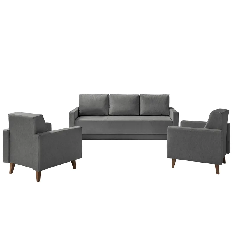 Waldsten Soffgrupp - 3-sits Bäddsoffa + 2 Fåtöljer - grå - Möbler - Soffa - Soffgrupp