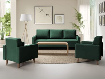 Waldsten Soffgrupp - 3-sits Bäddsoffa + 2 Fåtöljer - grön - Möbler - Soffa - Soffgrupp