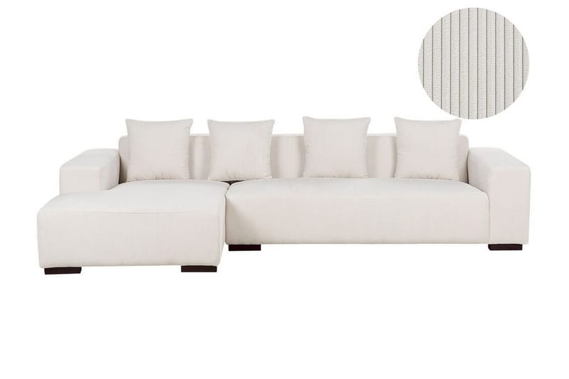 Westerfeld 4-sits Vänster L-formad Hörnsoffa 285 cm i Manchestertyg - Vit - Möbler - Soffa - Hörnsoffa