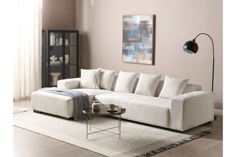 Westerfeld 4-sits Vänster L-formad Hörnsoffa 285 cm i Manchestertyg - Vit - Möbler - Soffa - Hörnsoffa