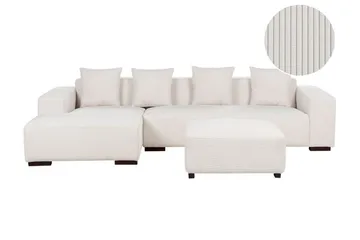 Westerfeld 4-sits Vänster L-formad Hörnsoffa i Kordsammet - Vit - Möbler - Soffa - Hörnsoffa
