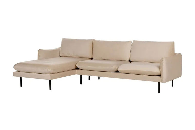 Woodal Hörnsoffa 4-sits - Beige/Svart - Möbler - Soffa - Sammetssoffa