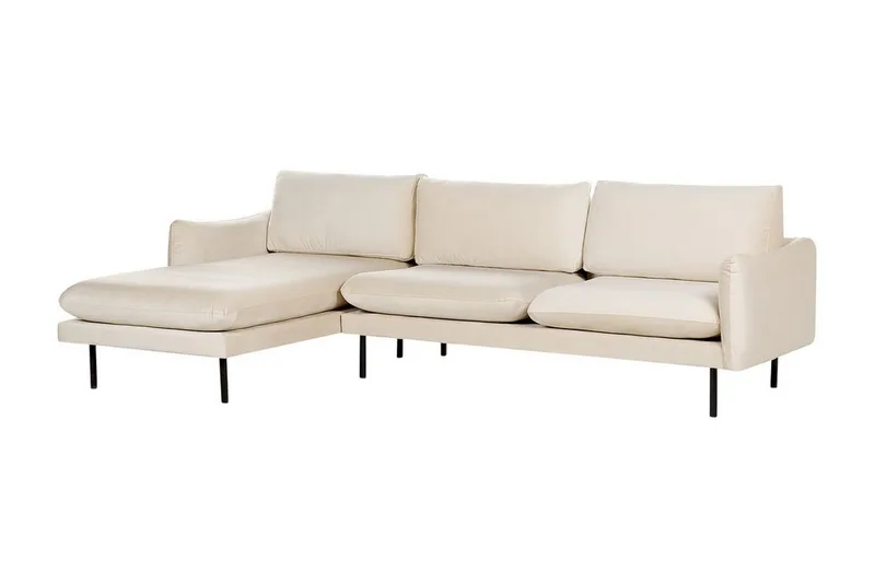 Woodal Hörnsoffa 4-sits - Beige/Svart - Möbler - Soffa - Sammetssoffa
