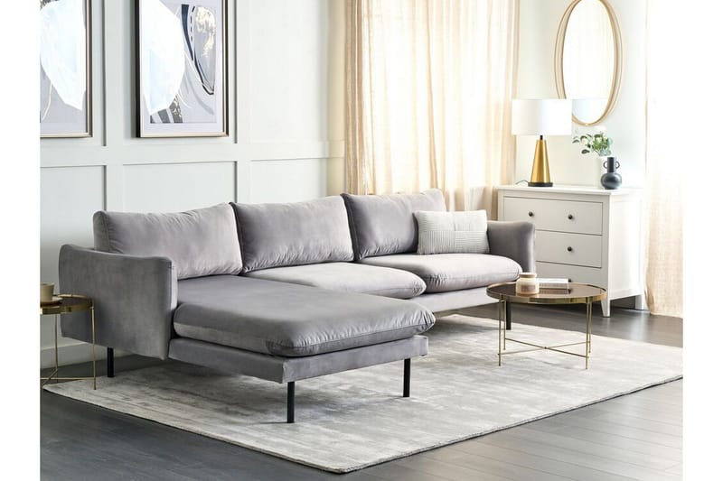 Woodal Hörnsoffa 4-sits - Grå/Svart - Möbler - Soffa - Sammetssoffa