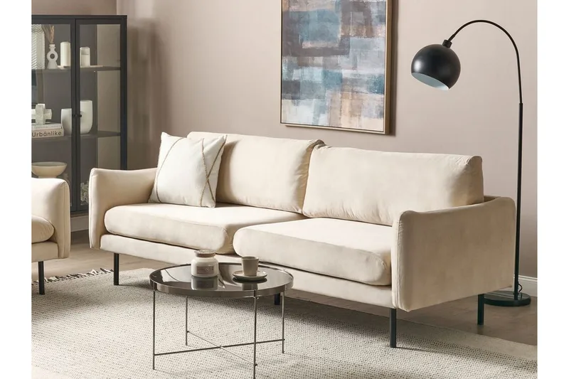 Woodal Soffa 3-sits - Beige/Svart - Möbler - Soffa - Sammetssoffa